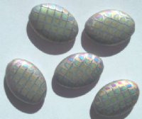 5 20x14mm Czech Glass Flat Oval Peacock Beads - Matte Medium Grey Vitrail
