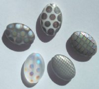 5 20x14mm Czech Glass Flat Oval Peacock Beads - Mix Pack
