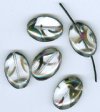 5 20x14mm Czech Glass Flat Oval Peacock Beads - Transparent Crystal with Chrome Vitrail Swirl
