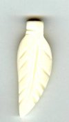 1 37x13mm White Carved Feather Worked on Bone Pendant