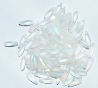 100 3x11mm Matte Transparent Crystal AB Dagger Beads