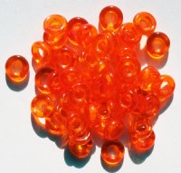 50 3x9mm Transparent Orange Ring Beads