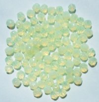 100 4mm Faceted Milky Light Yellow Opal Firepolish Beads
