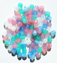 100 4mm Faceted Milky Opal Mix Firepolish Beads