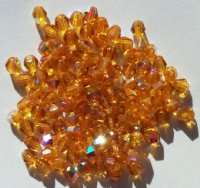100 4mm Topaz AB Faceted Bicone Beads