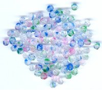 100 4mm Faceted Crystal, Green, Blue, and Pink Striped Beads