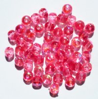 50 4x5mm Faceted Pink AB Donut Beads