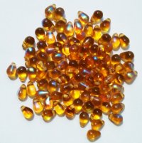 100 4x6mm Transparent Topaz AB Glass Drop Beads