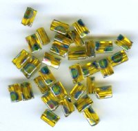 40 5x3.5mm Peacock Tiny Flat Beads - Yellow Vitrail