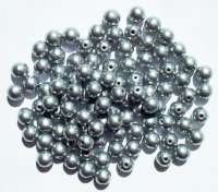 100 6mm Round Matte Metallic Silver Glass Beads