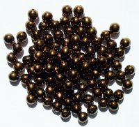 100 6mm Round Metallic Bronze Glass Beads