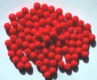 100 6mm Opaque Red Round Glass Beads