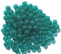 100 6mm Matte Emerald Round Glass Beads