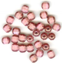  30 6mm Straight Faceted Cathedral Beads - Opaque Pink