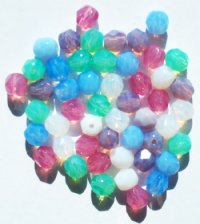 50 6mm Faceted Milky Opal Mix Beads