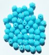 50 6mm Faceted Opaque Light Blue Firepolish Beads
