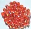 50 6mm Faceted Orange AB Firepolish Beads