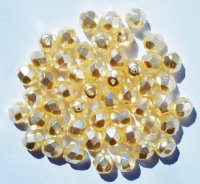50 6mm Cream Pearl Faceted Glass Beads