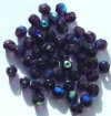 50 6mm Faceted Tanzanite AB Firepolish Beads