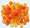 60 6x9mm Yellow & Orange Marble Glass Spacer Beads