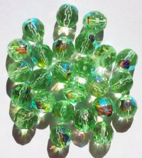 25 8mm Faceted Transparent Light Green AB Beads