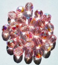 25 8mm Faceted Transparent Light Rose AB Beads