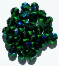 25 8mm Faceted Transparent Medium Green AB Beads