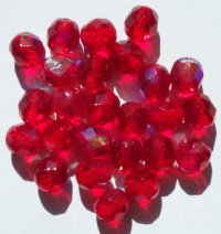 25 8mm Faceted Transparent Medium Siam Ruby AB Beads