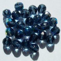 25 8mm Faceted Transparent Montana Blue AB Beads