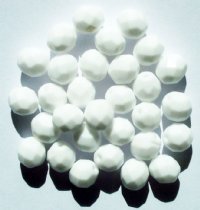 25 8mm Faceted Opaque White Firepolish Beads