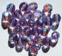 25 8mm Faceted Transparent Violet AB Beads