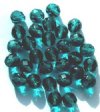 25 8mm Faceted Dark Aqua Firepolish Beads
