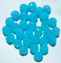 25 8mm Faceted Milky Aqua Opal Firepolish Beads