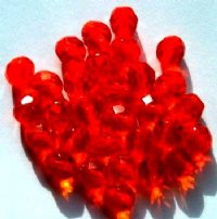 25 8mm Faceted Orange Firepolish Beads