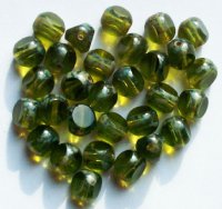 30 8mm Faceted Transparent Olivine Picasso Tri Cut Beads