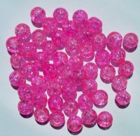 50 8mm Hot Pink Round Crackle Beads