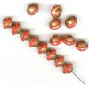 15 8x10mm Opaque Red & Bronze Faceted UFO Beads
