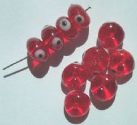 10 8x12mm Red Evil Eye Rondelle Beads