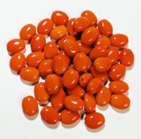 50 8x6mm Opaque Orange Flat Oval Glass Beads