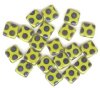 20 8x8mm Czech Flat Square Peacock Beads - Opaque Green Azuro