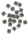 20 8x8mm Czech Flat Square Peacock Beads - Jet with Labrador Triangles