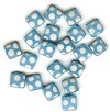 20 8x8mm Czech Flat Square Peacock Beads - Matte Aqua Opal Labrador