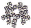 20 8x8mm Czech Flat Square Peacock Beads - Matte Opaque Dark Blue With Marea Dots