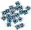20 8x8mm Czech Flat Square Peacock Beads - Aqua Opal Labrador
