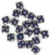 20 8x8mm Czech Flat Square Peacock Beads - Opaque Dark Blue Labrador