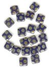 20 8x8mm Czech Flat Square Peacock Beads - Opaque Dark Blue Marea