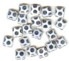 20 8x8mm Czech Flat Square Peacock Beads - White with Labrador Dots