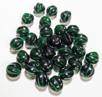 30 8mm Transparent Kelly Green Melon Beads