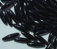 100 19x6mm Acrylic Opaque Black Spaghetti Beads