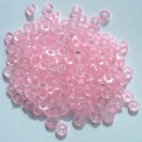 200 3x6mm Faceted Acrylic Rondelle Beads - Transparent Pink